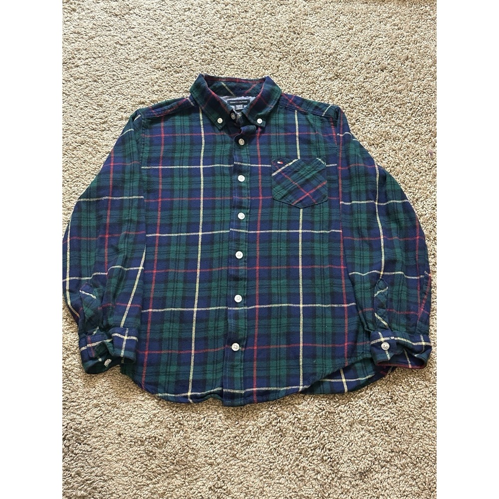 Boys Tommy‎ Hilfiger Long Sleeve Plaid Button Up Shirt - Medium 12/14